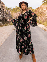 Load image into Gallery viewer, Plus Size Floral Flare Sleeve Dress
