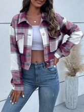 Load image into Gallery viewer, Plaid Button Up Drop Shoulder Cropped Jacket
