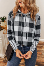 Load image into Gallery viewer, Plaid Drawstring Long Sleeve Hoodie
