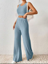 Load image into Gallery viewer, Ribbed Round Neck Tank and Pants Sweater Set
