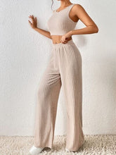 Load image into Gallery viewer, Ribbed Round Neck Tank and Pants Sweater Set
