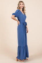 Load image into Gallery viewer, GeeGee Full Size V-Neck Belted Wide Leg Jumpsuit
