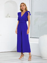 Load image into Gallery viewer, Ruffled Surplice Cap Sleeve Jumpsuit
