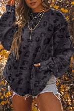 Load image into Gallery viewer, Leopard Round Neck Dropped Shoulder Sweatshirt
