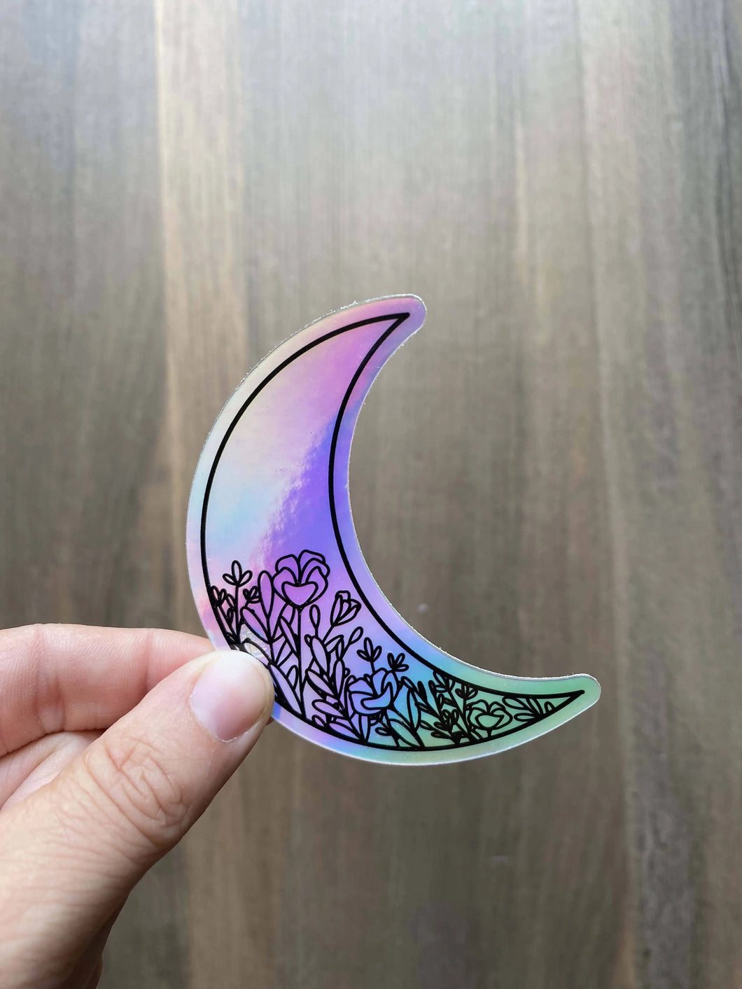 Floral Moon Holographic Sticker