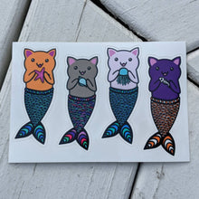 Load image into Gallery viewer, Cat Mermaid Sticker Sheet (4 stickers)
