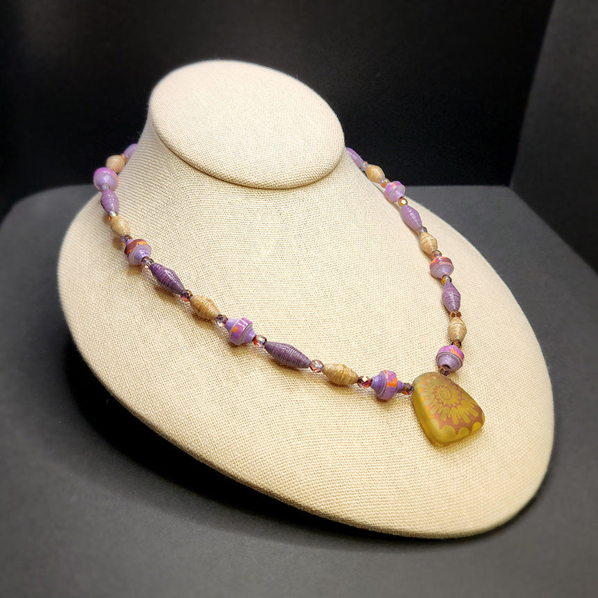 Purple Haze Paper Bead Necklace - 17