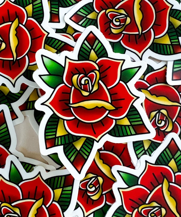 Traditional Tattoo Style Rose Sticker